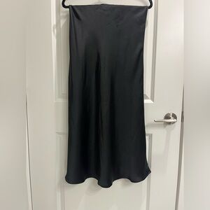 Rachel Zoe Black Satin Midi/Maxi Skirt